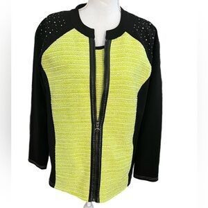 A La Carte Women’s 2pc Top Tank With Zip Up Jkt. Studded Shoulders Size XL